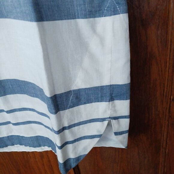 H&M Cotton Striped Beach Dress V Neck Ivory and Blue - Picture 8 of 9